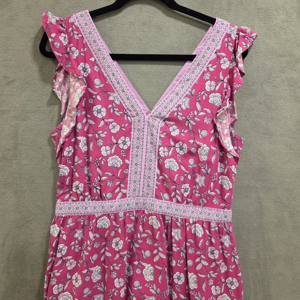 LOFT Floral Tiered Midi Dress Women's Size 10 Pockets Lined Cottage Boho Casual - Picture 2 of 12